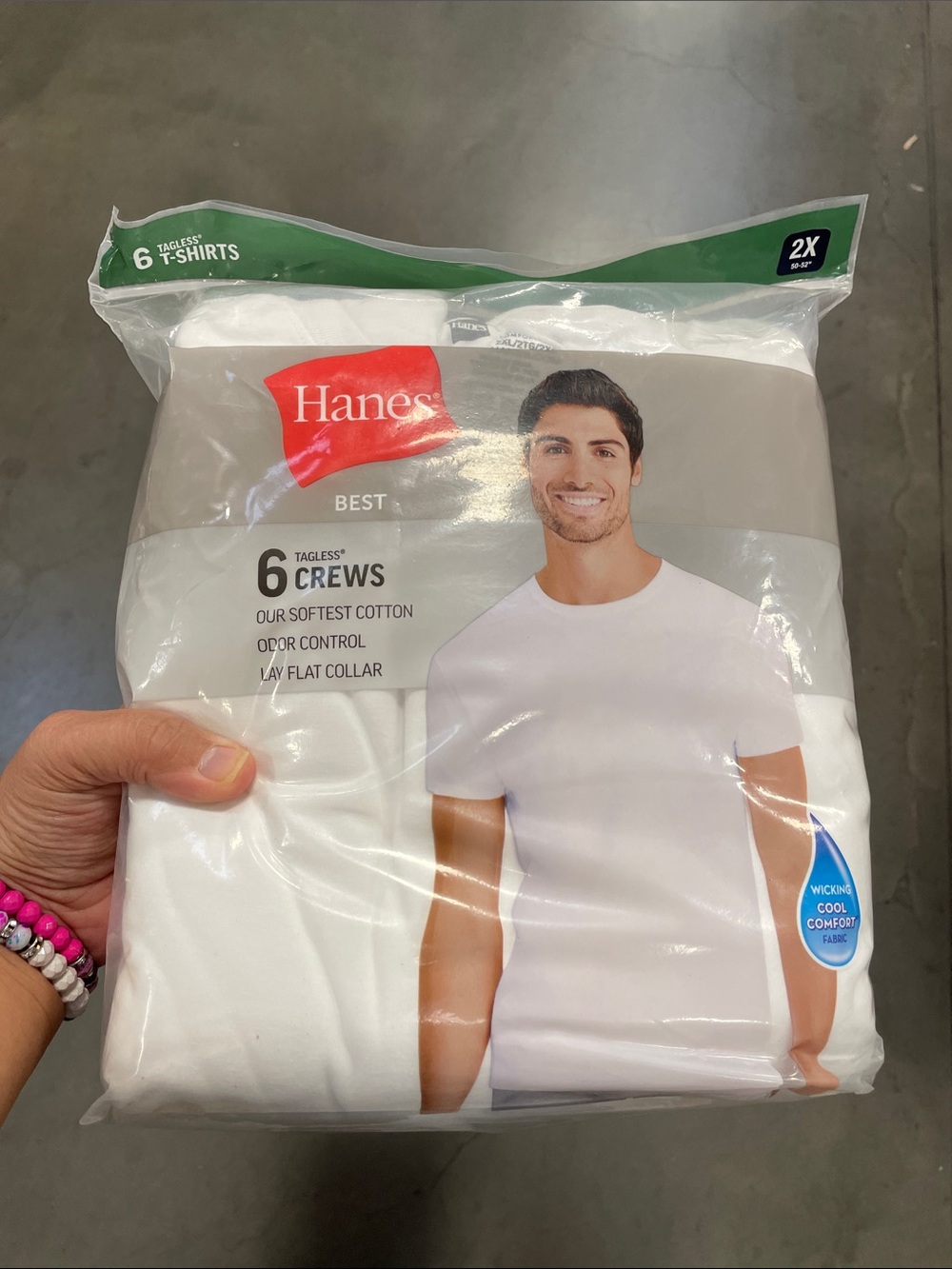 Hanes Men's White Crew Neck 6 Pack Undershirts  2XL